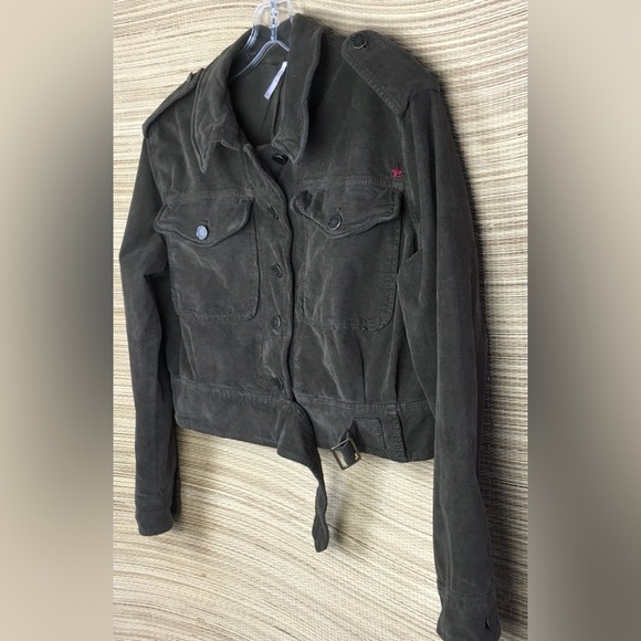 Free People Everlyn Velvet Cotton Blend Cropped Jacket in Moss/Dark Olive Size S - Picture 7 of 13